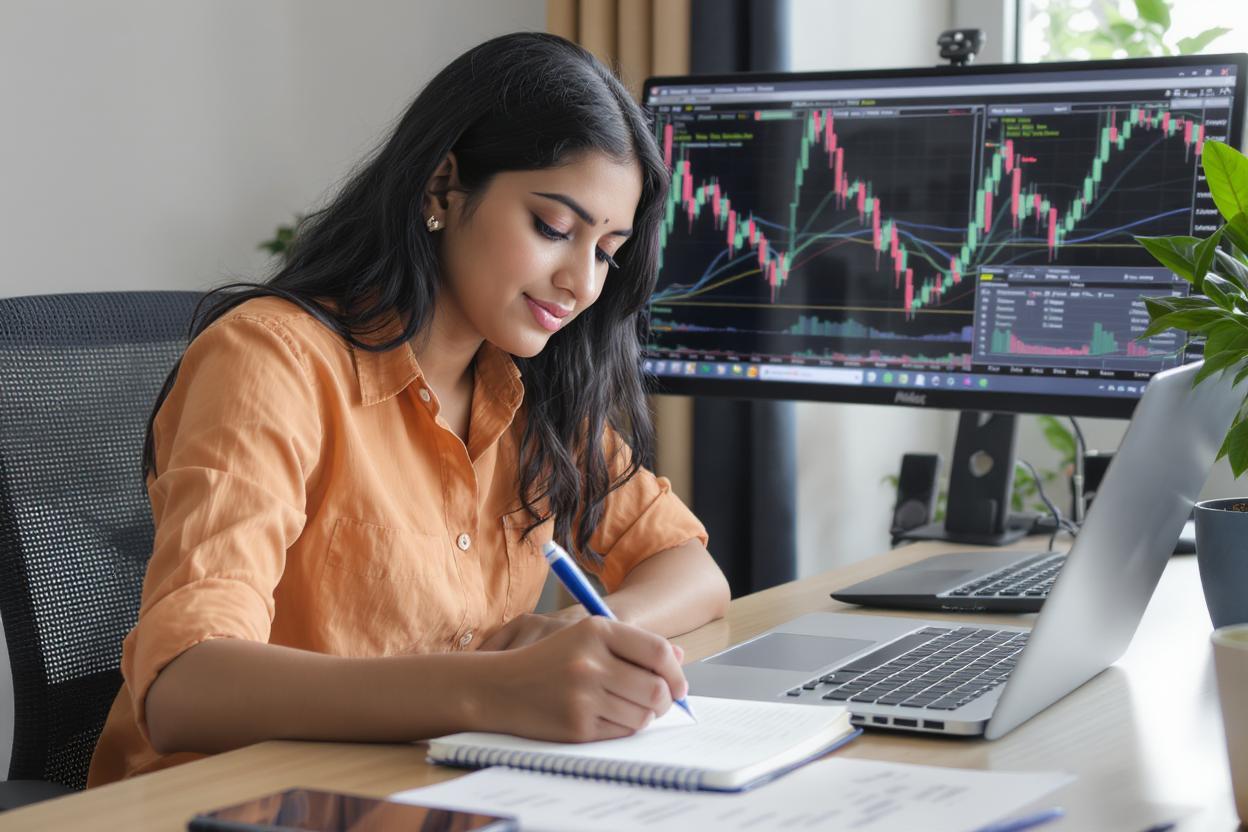 Beginner forex trader writing a step-by-step trading plan for successful trading
